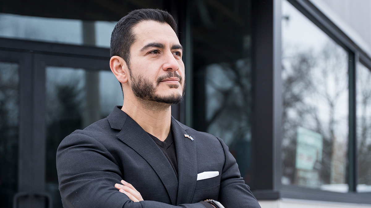 Michigan Senate candidate Abdul El-Sayed poses for a portrait in Grand Rapids, Michigan, on Saturday, Feb. 21, 2026.