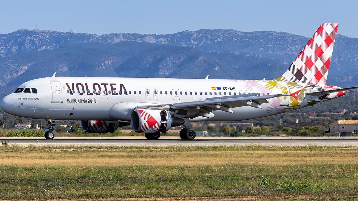Volotea airplane parked at Palma de Mallorca airport in Spain