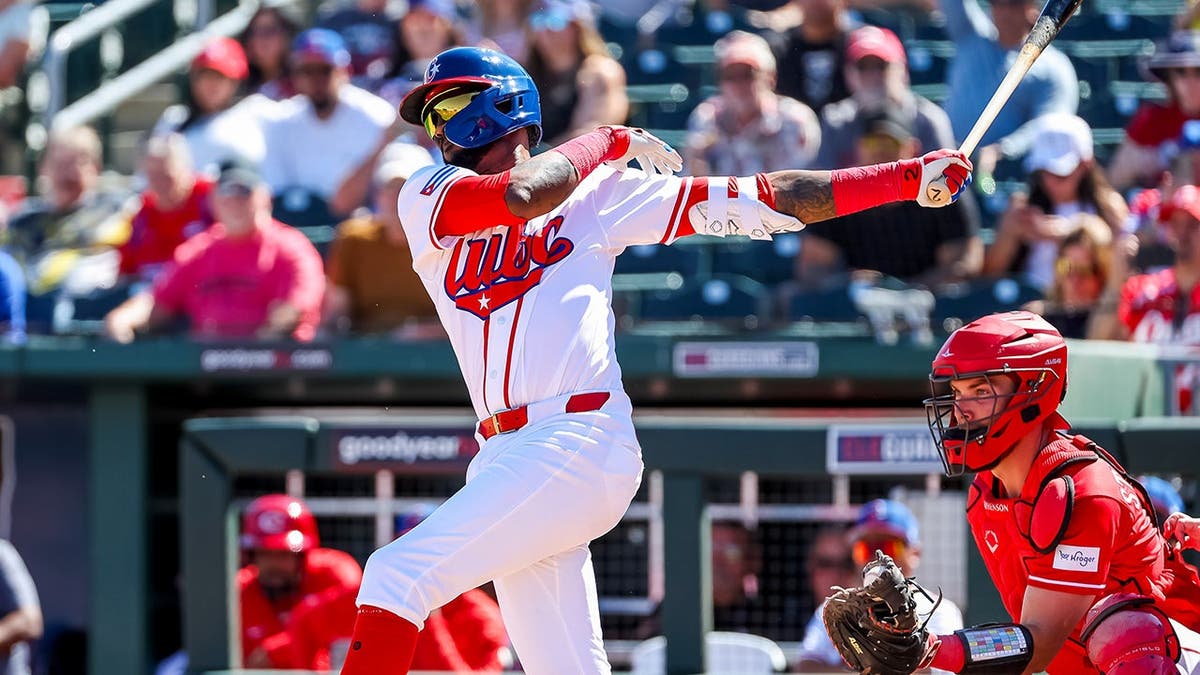 Alexei Ramirez batting for Team Cuba at Goodyear Ballpark