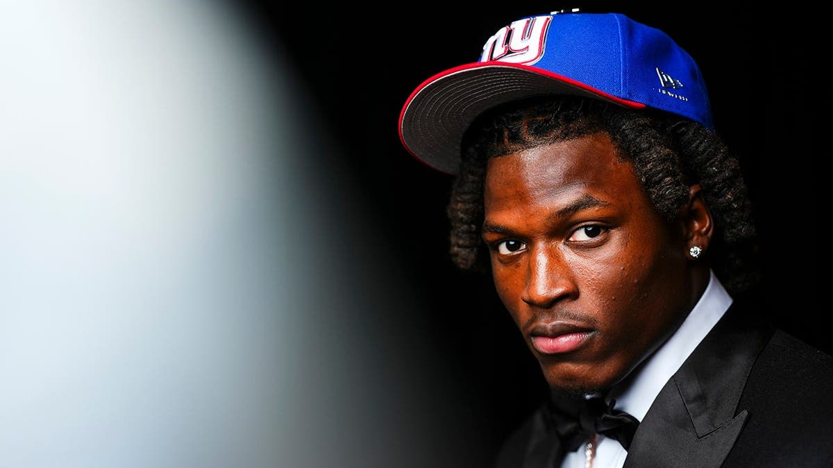 Ohio State linebacker Arvell Reese posing for a portrait at Acrisure Stadium