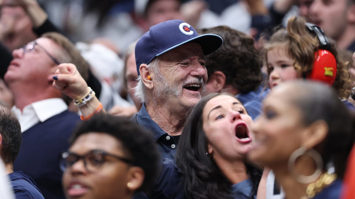 Actor Bill Murray watching a basketball game at Capital One Arena in Washington, D.C.