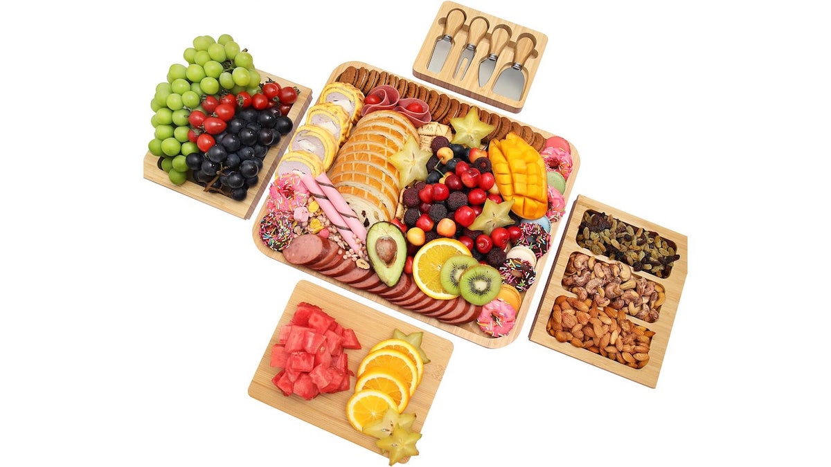 Make entertaining your guests easier than ever with this multi-sectioned cheese board.
