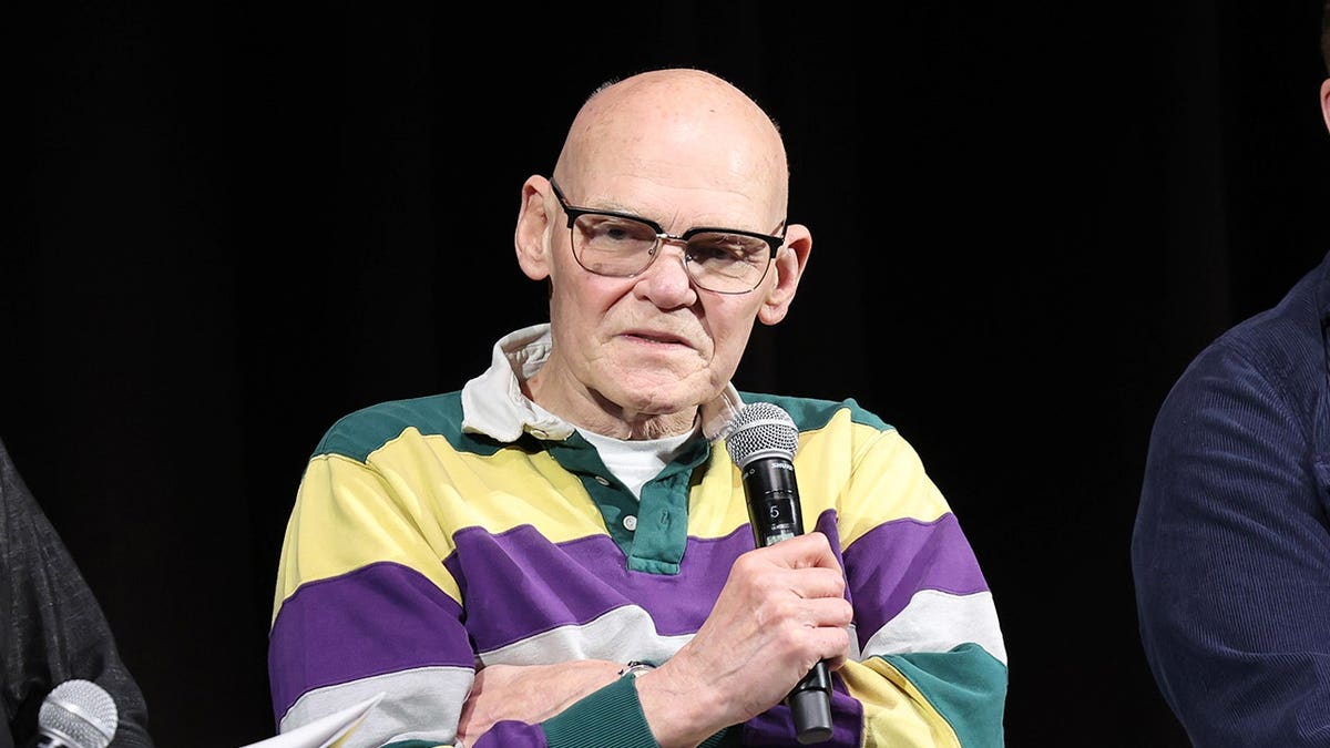 James Carville speaking onstage at the SCAD Savannah Film Festival