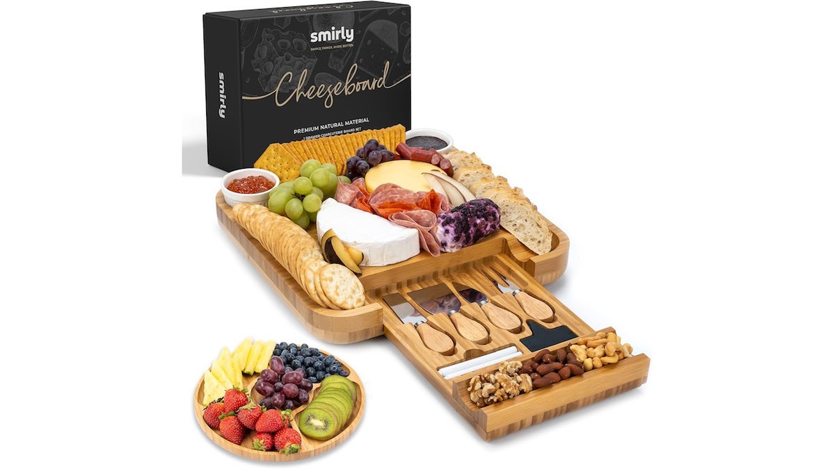 Hosting is easier with this charcuterie set, complete with knives and serving dishes.