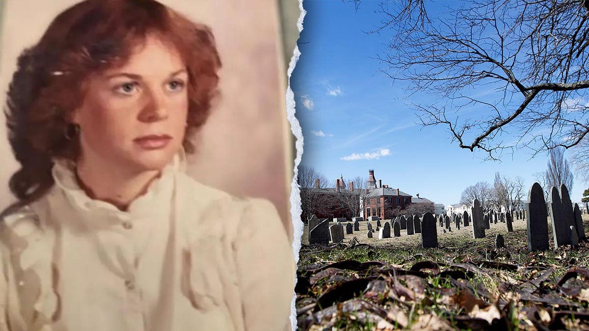 Claire Gravel y una foto de un cementerio en Salem.