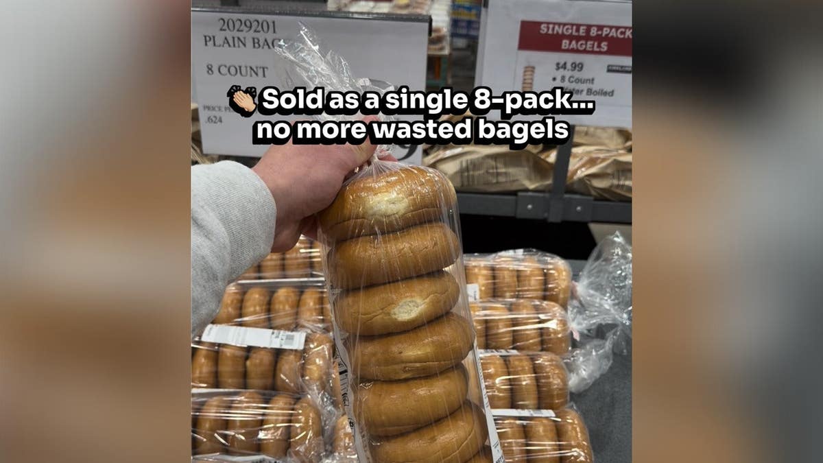 Majed Kassis, who runs social media account @CostcoBuys, holding Costco bagels in Instagram video.