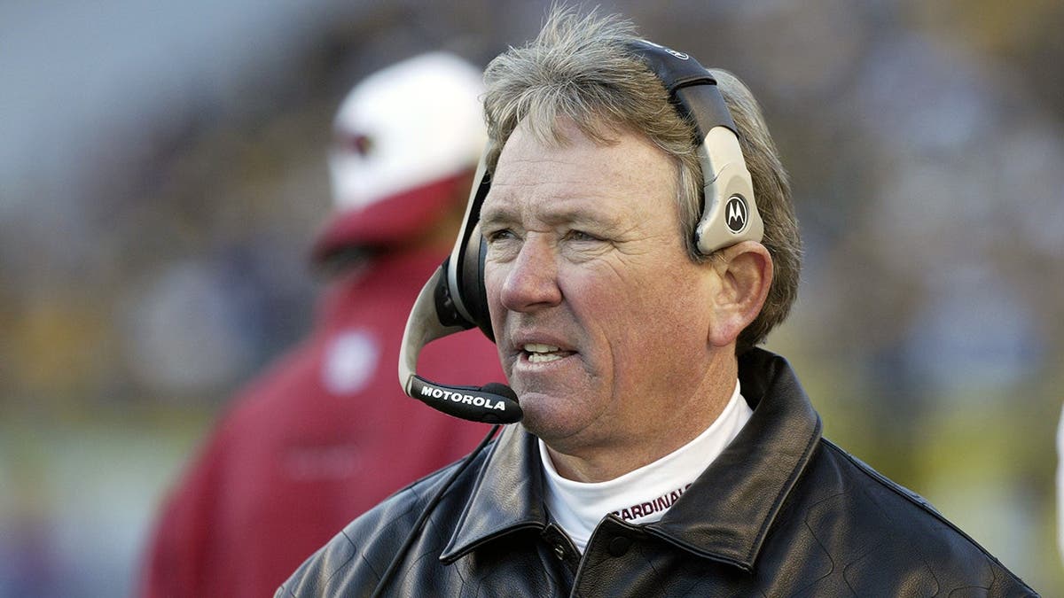 Head coach Dave McGinnis of the Arizona Cardinals standing on the sideline during a game.