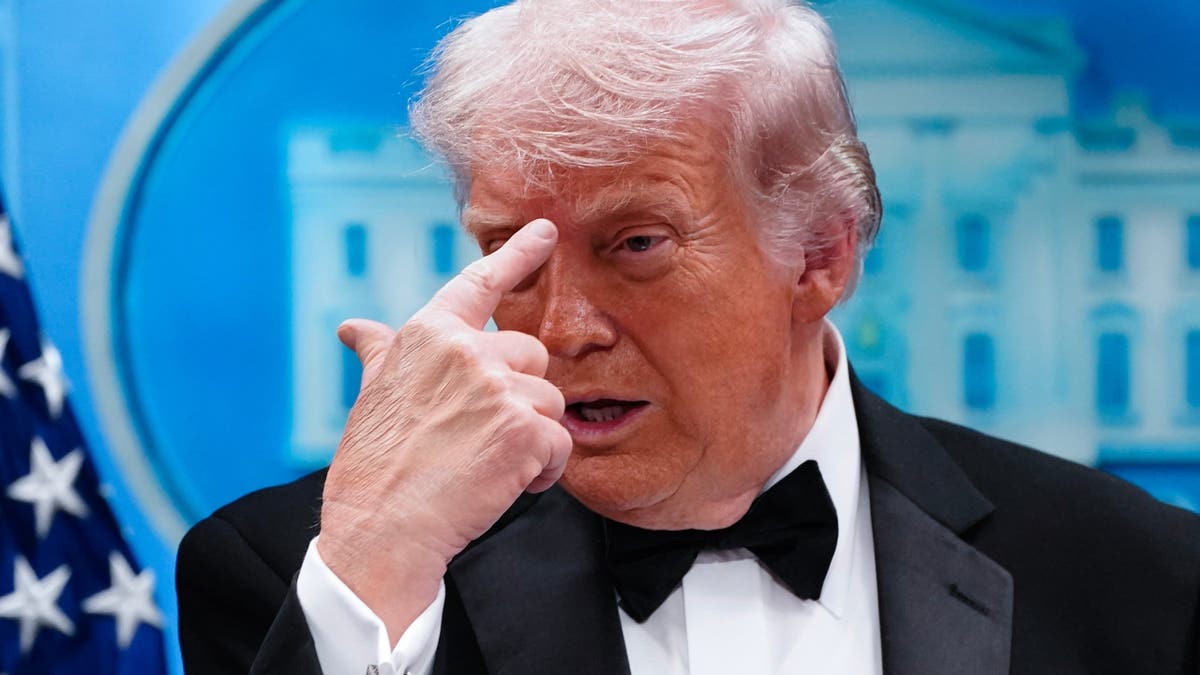 U.S. President Donald Trump speaking during a press conference in the White House briefing room
