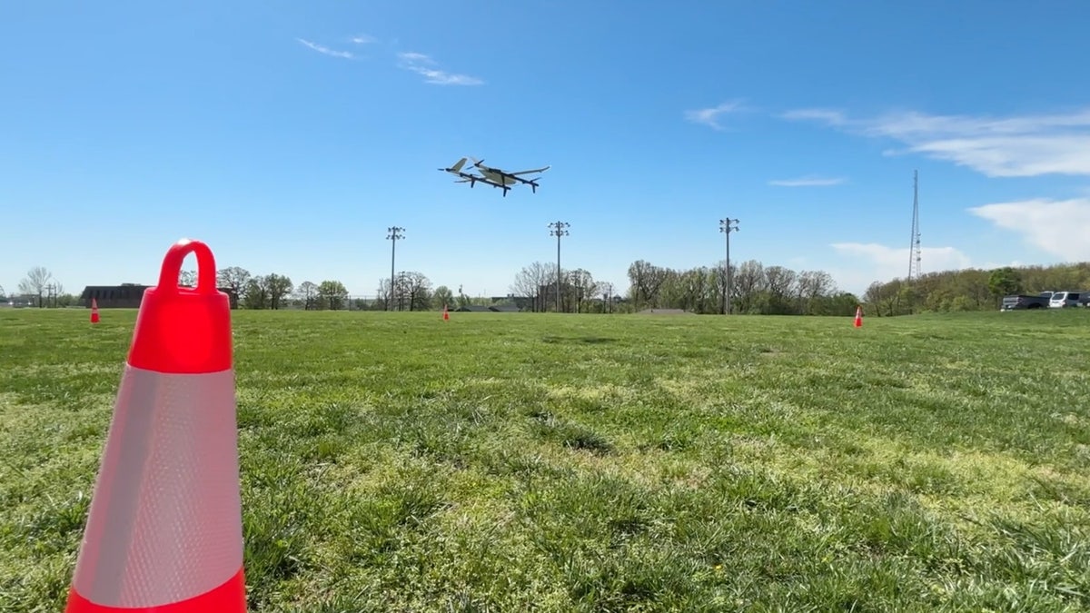 Medical drone taking off during Missouri test flight