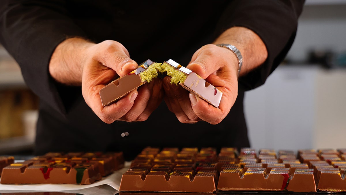Chef shows off his newly prepared Dubai chocolate