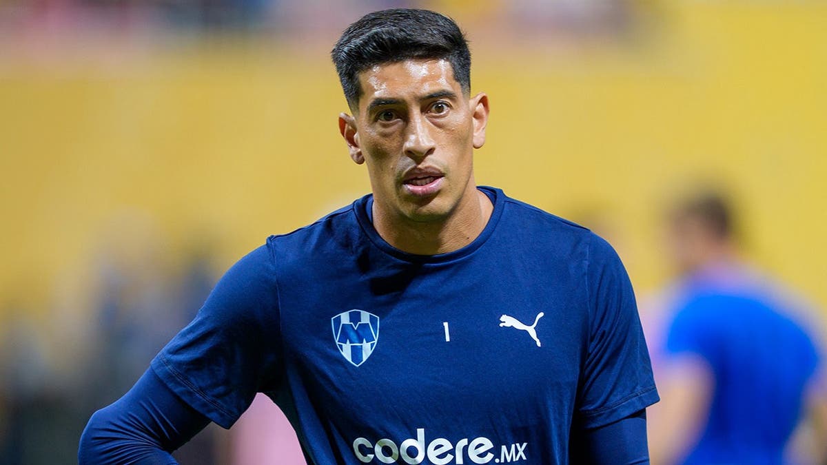 Esteban Andrada standing on the pitch during a soccer match at Mercedes-Benz Stadium in Atlanta