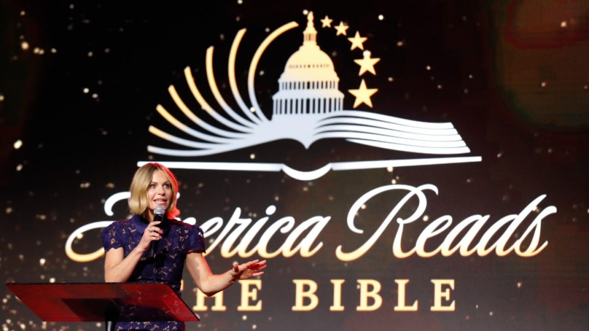WASHINGTON, DC - APRIL 18: Candace Cameron Bure onstage during the America Reads The Bible Opening Night Celebration at Capital Turnaround on April 18, 2026 in Washington, DC. 
