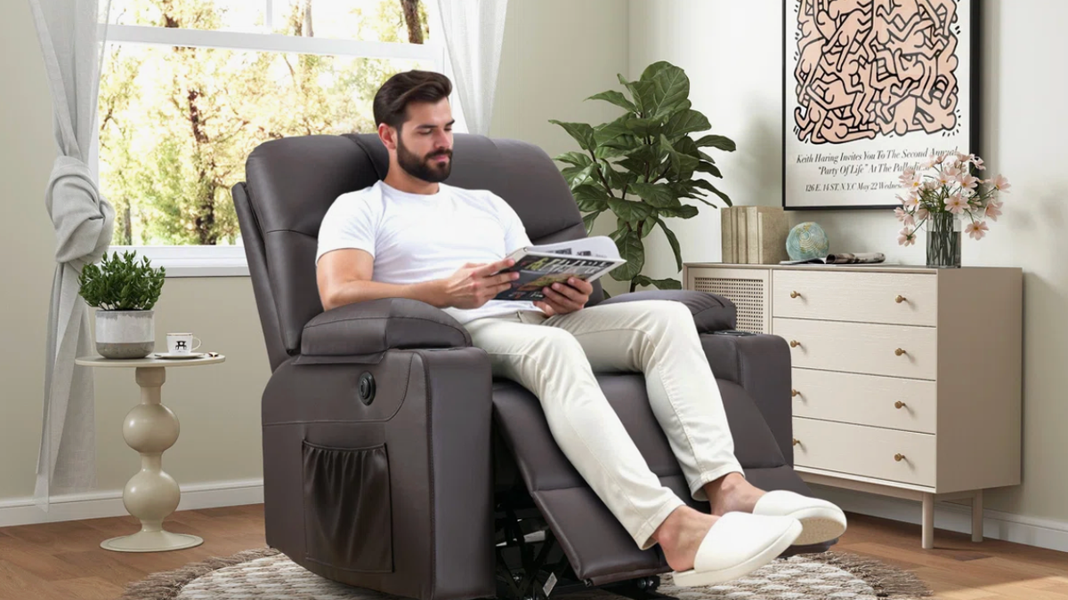Sit back and relax with this soft, plush recliner.