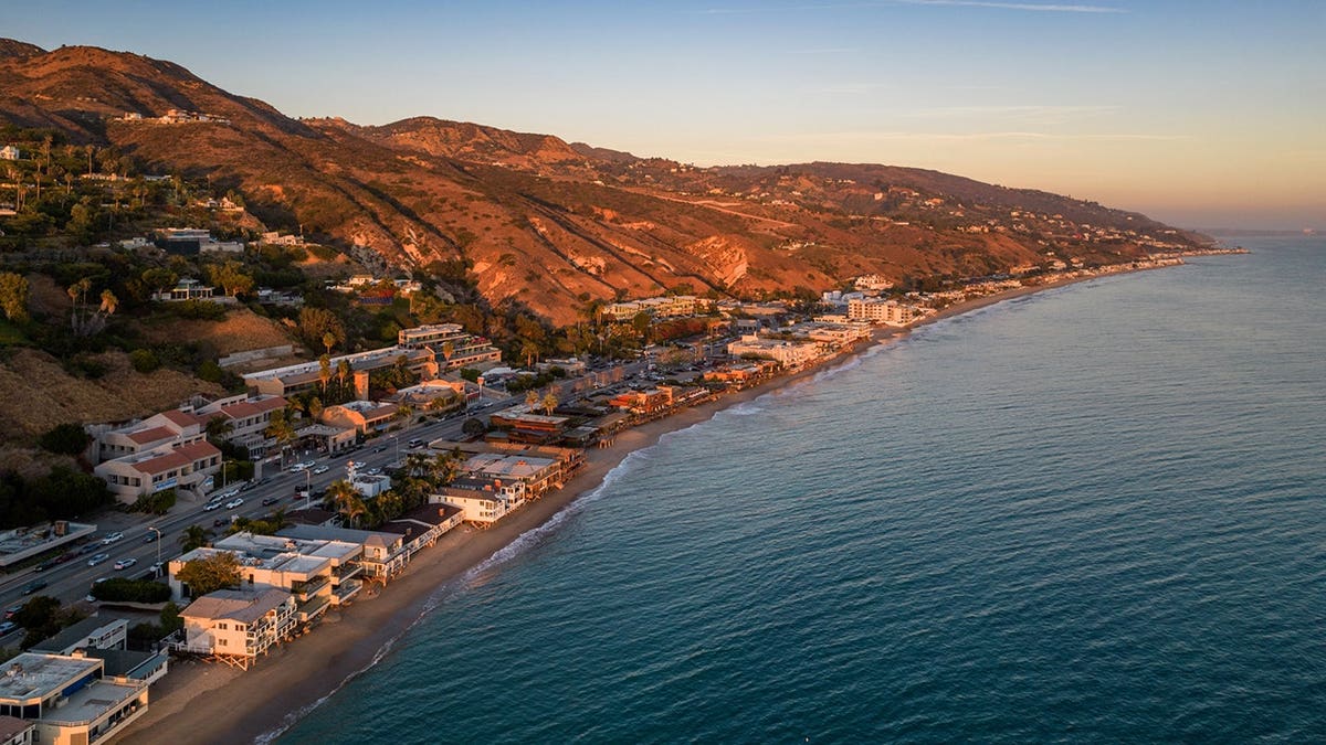 The Malibu coastline lined with homes