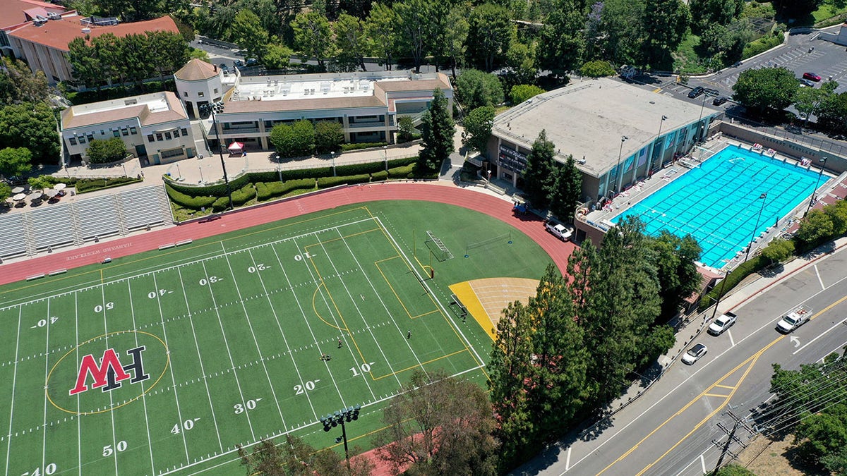 track, football field and outdoor pool at harvard-westlake