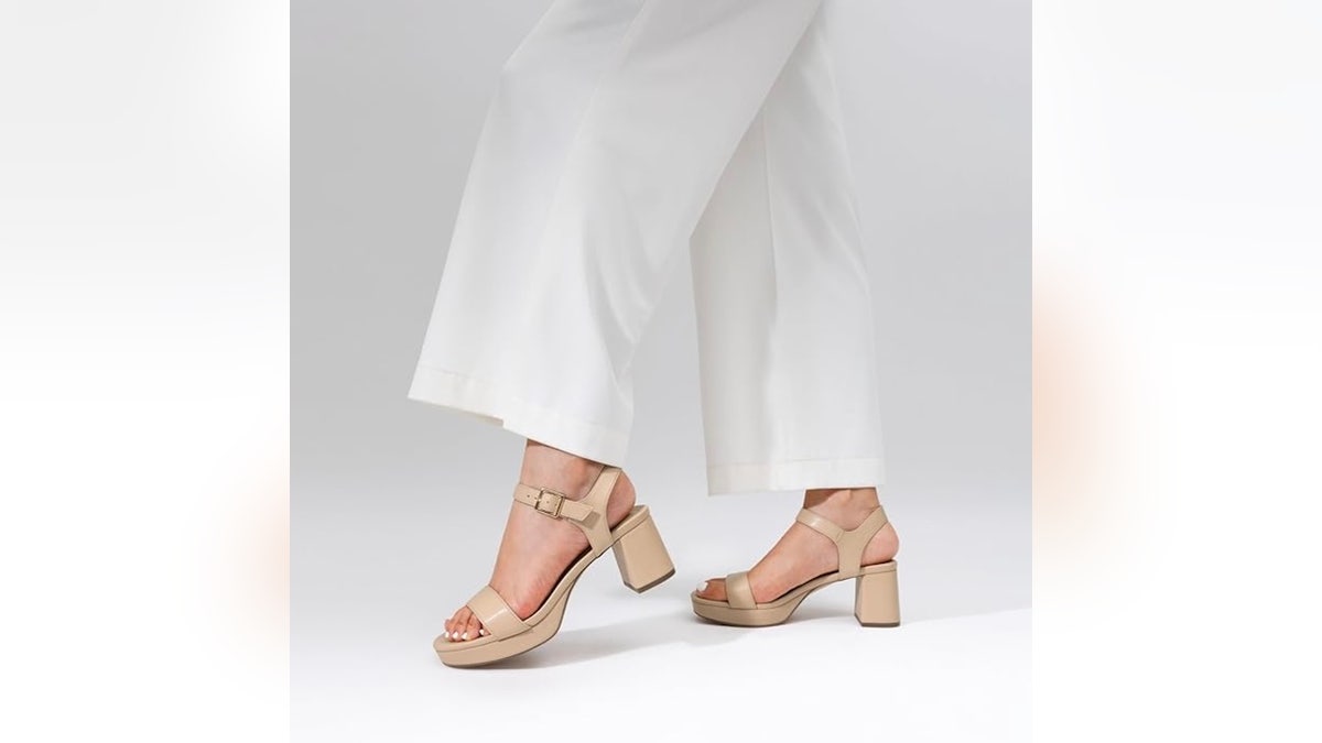 A chunky heel keeps you from sinking into grass.