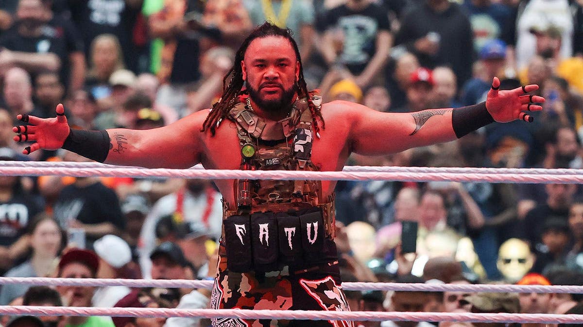 Jacob Fatu entering the wrestling ring at Allegiant Stadium in Las Vegas