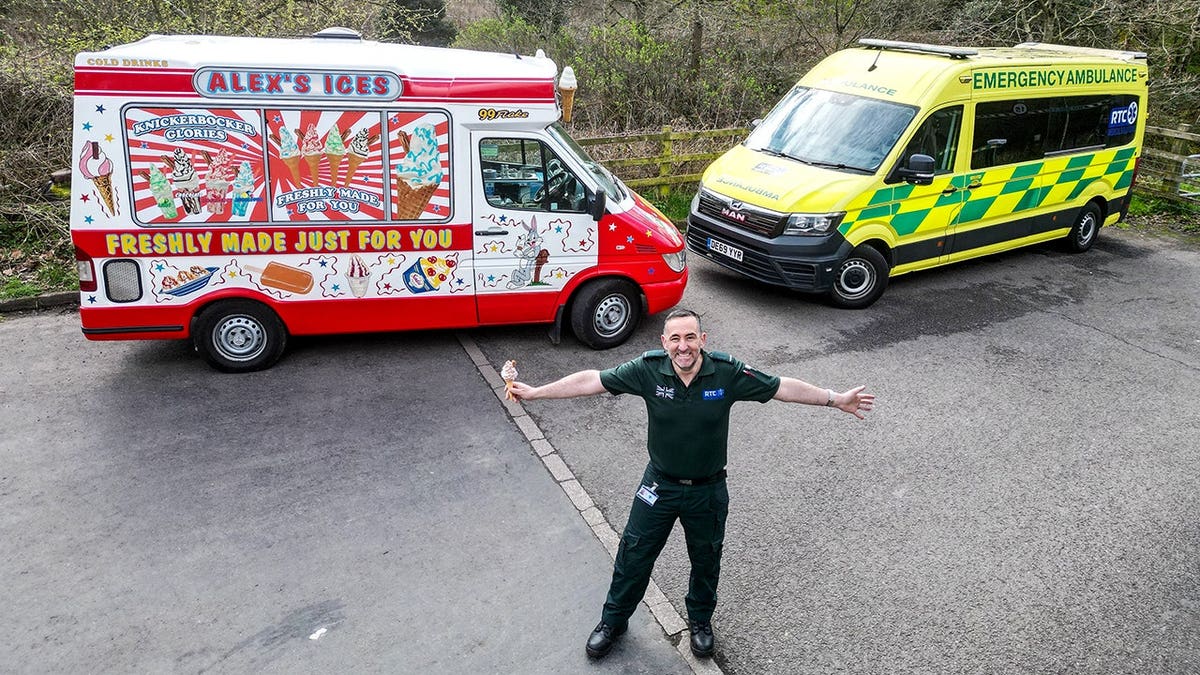 James Shemmeld standing beside an ice cream van in Newcastle-under-Lyme