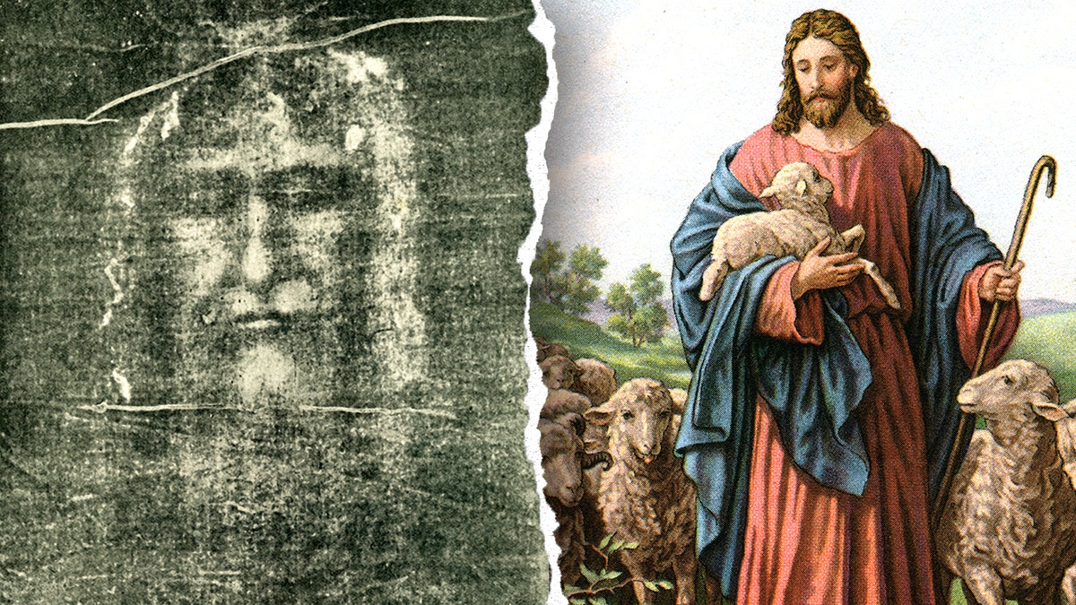 Split image of Shroud of Turin, Jesus