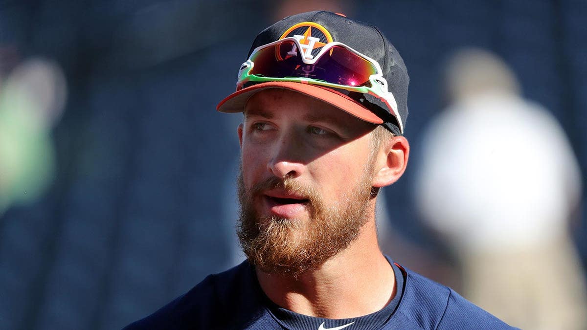 Houston Astros right fielder Jon Kemmer warming up before a game at George M. Steinbrenner Field