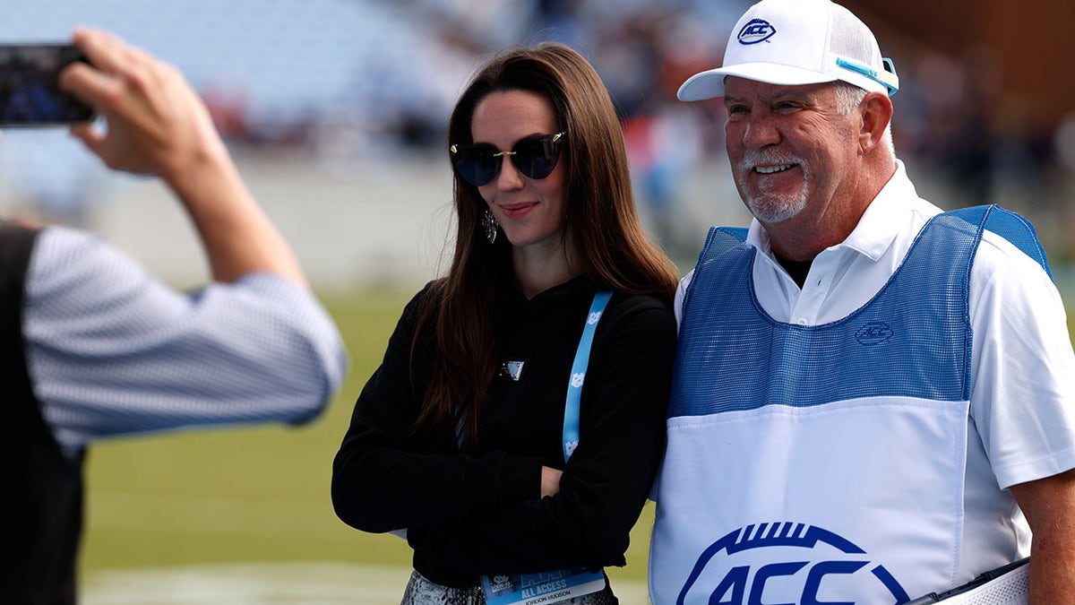 Jordon Hudson poses for a photo before the game between the Virginia Cavaliers and the North Carolina Tar Heels at Kenan Memorial Stadium in Chapel Hill, N.C., on Oct. 25, 2025.