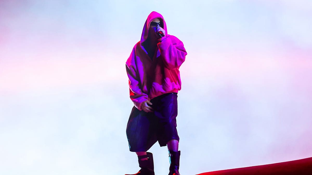 Justin Bieber performing on stage at Coachella Valley Music and Arts Festival in Indio, California