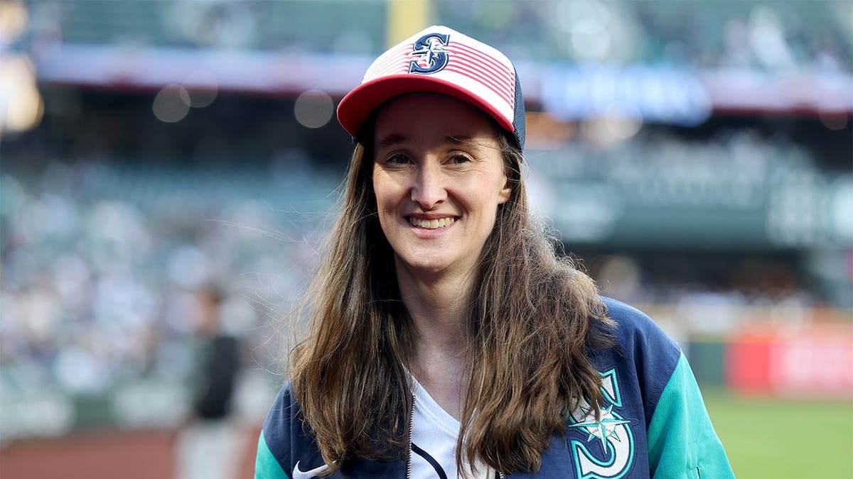 Seattle Mayor Katie Wilson standing at T-Mobile Park during ceremonial first pitch.