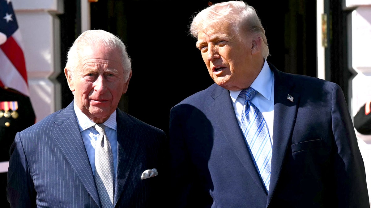 king charles and trump outside
