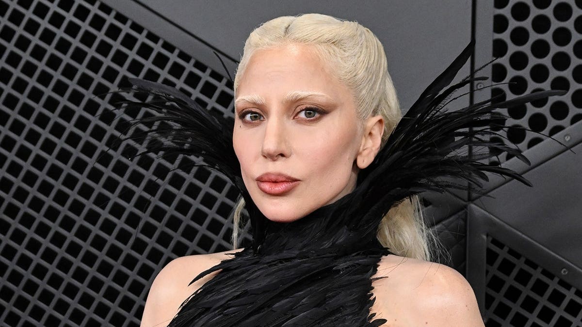 Lady Gaga standing on stage at the 68th Annual Grammy Awards in Los Angeles