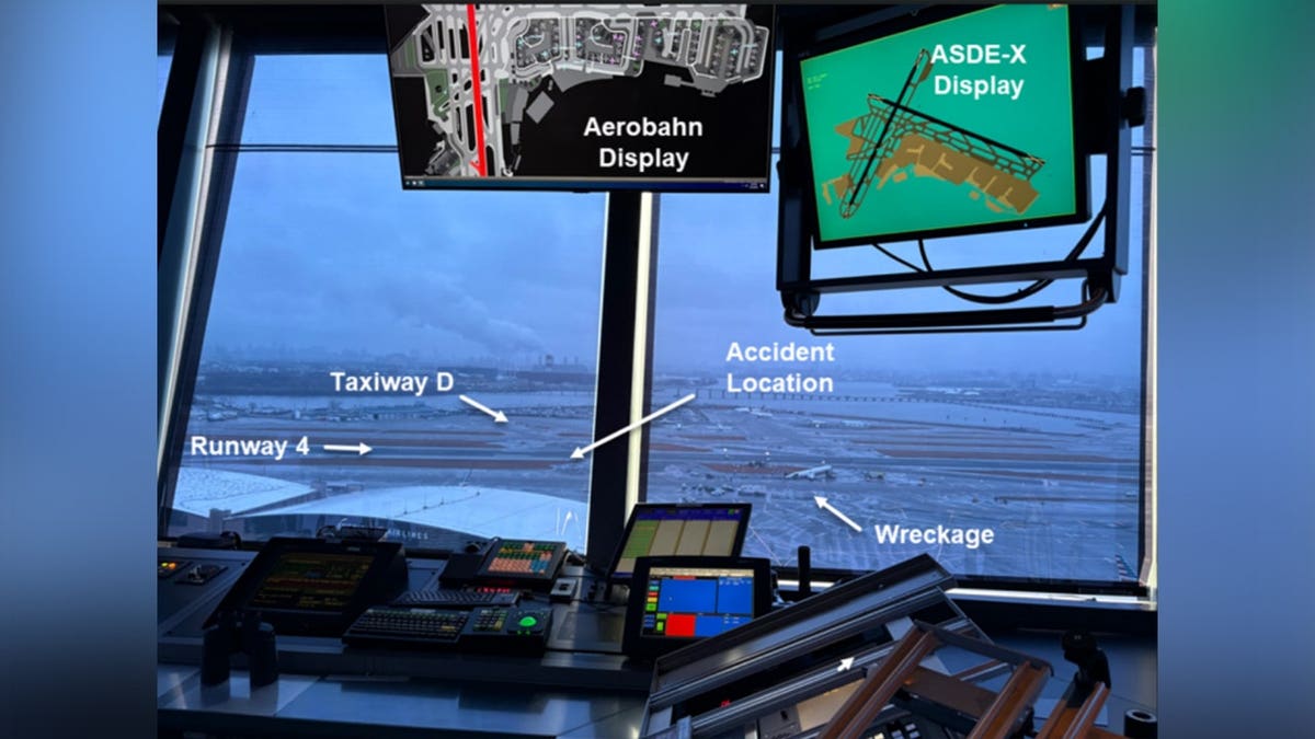 Photo taken from the crushed  power  presumption   looking toward runway 4 astatine  taxiway D.