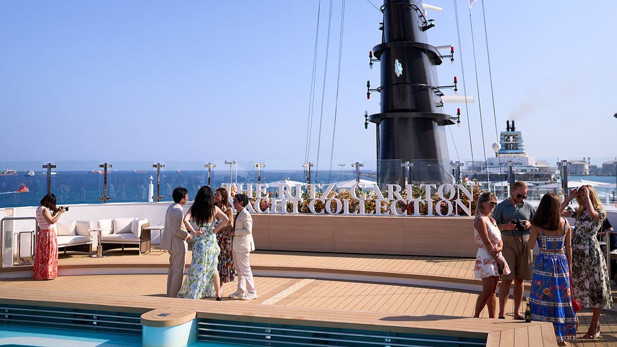 Guests enjoying the atmosphere at the Luminara Christening Cocktail in Barcelona, Spain