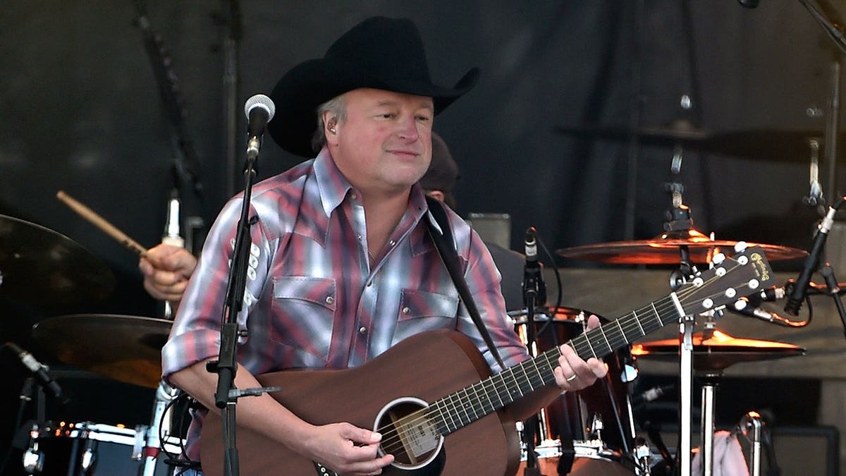 Recording artist Mark Chesnutt performing on stage at Route 91 Harvest festival in Las Vegas