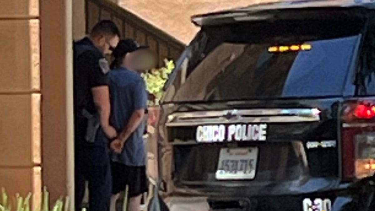Mark Sanfratello standing in custody in Chico, California