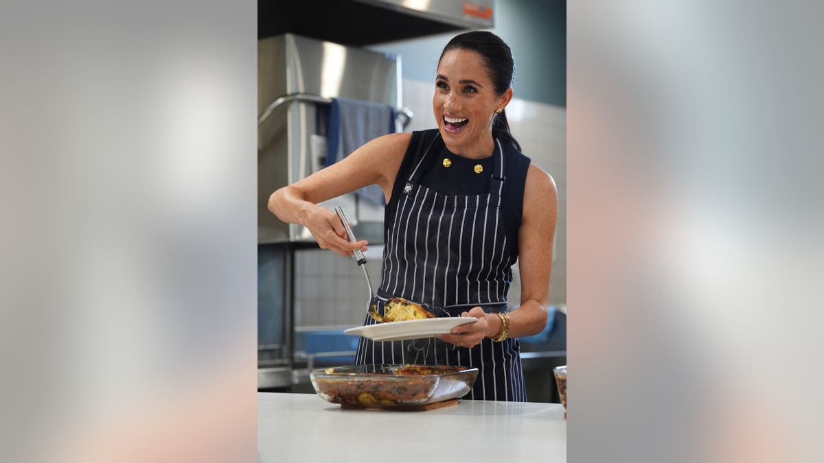 Meghan, Duchess of Sussex, serving lunch at a women's shelter in Melbourne