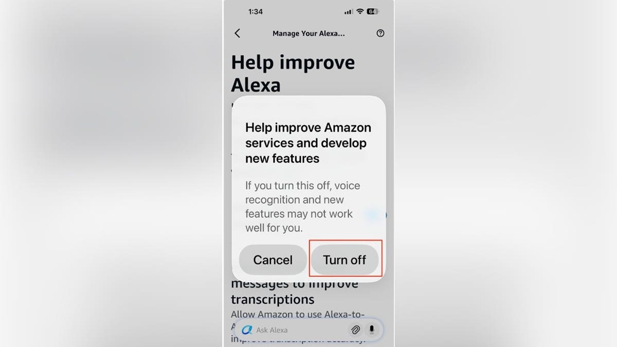 Smartphone screen showing app settings for opting out of AI data collection
