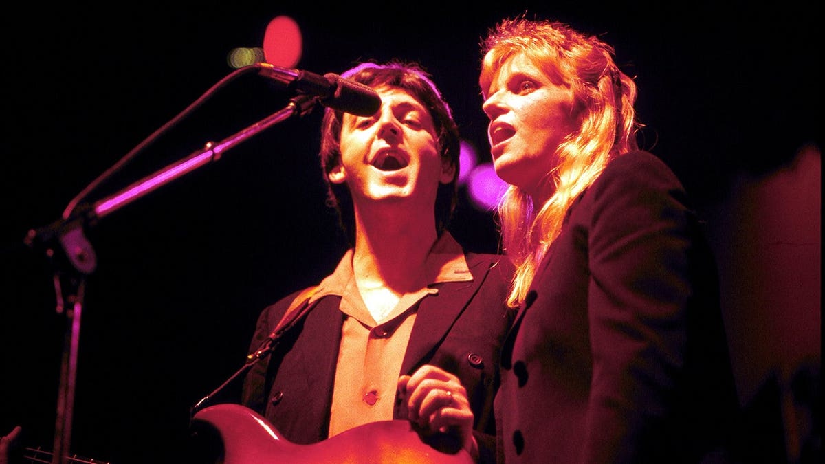 Paul and Linda McCartney performing in the U.K. in December