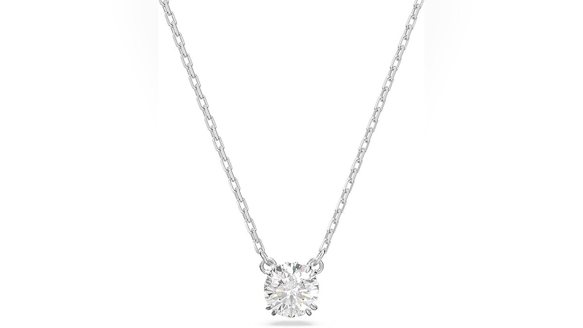 A pendant necklace shows off the beauty of a single crystal. 