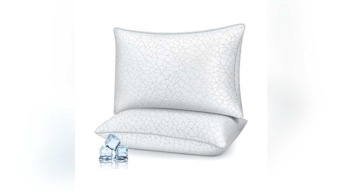 Silk-like pillowcases keep these pillows cool all night. 