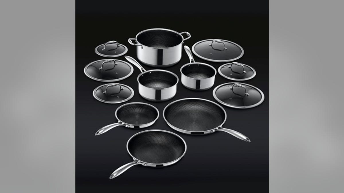 Upgrade her pot and pan setup with this nonstick hybrid set. 