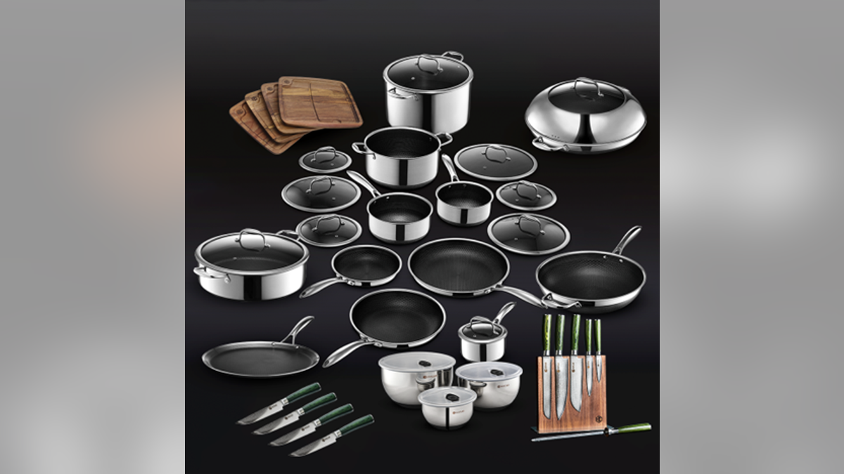 Upgrade an entire kitchen with new pots, pans, knives, cutting boards and more. 