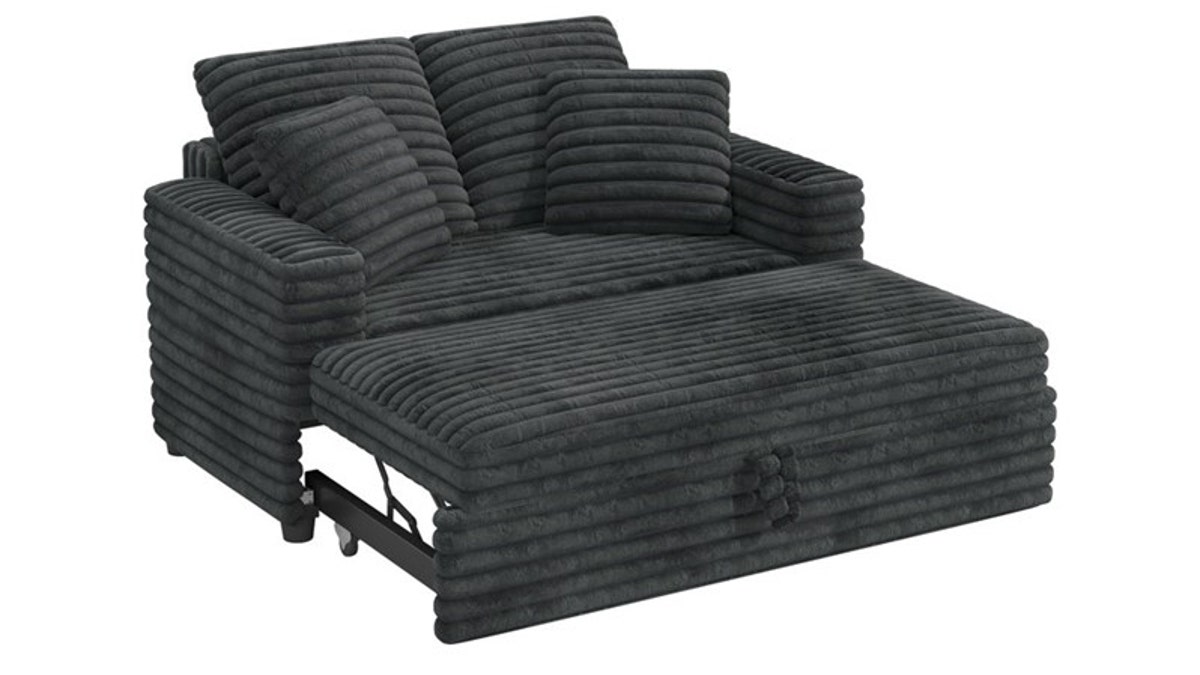 Add extra sleeping space to your home with this soft sofa bed.