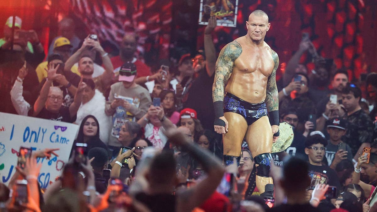Randy Orton entering arena earlier  wrestling lucifer  astatine  Allegiant Stadium