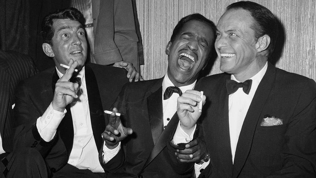 Jan Murray with Rat Pack members Dean Martin Sammy Davis Jr. and Frank Sinatra backstage at Carnegie Hall
