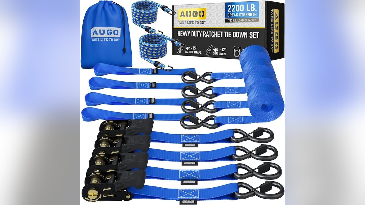Secure heavy loads with a four-pack of ratchet straps.