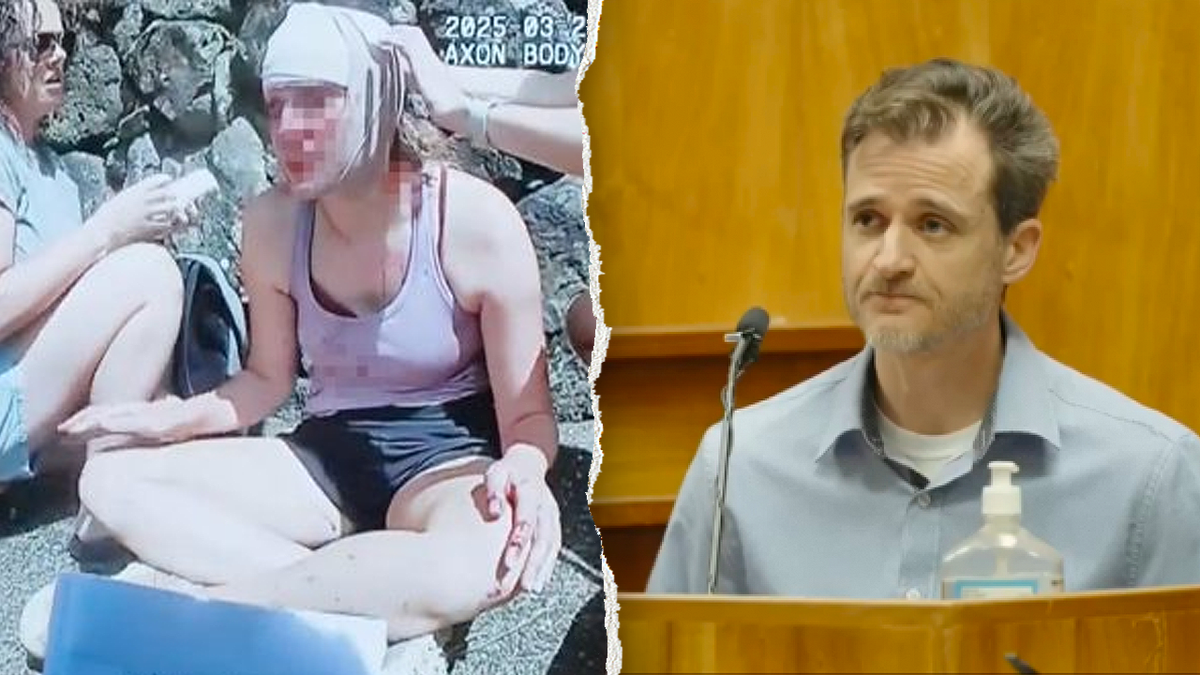 Bodycam image of injured woman on Oahu trail alongside Hawaii doctor Gerhardt Konig testifying in court