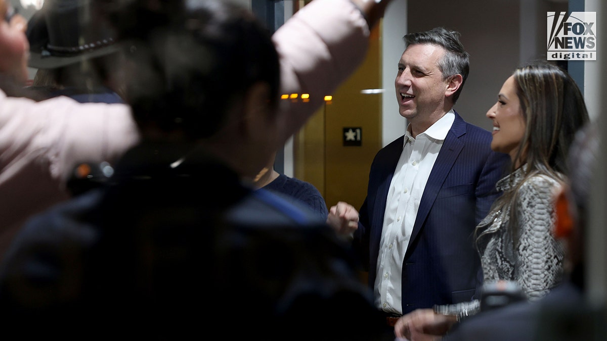 Seth Magaziner talking astatine  a Real Housewives of Rhode Island event.