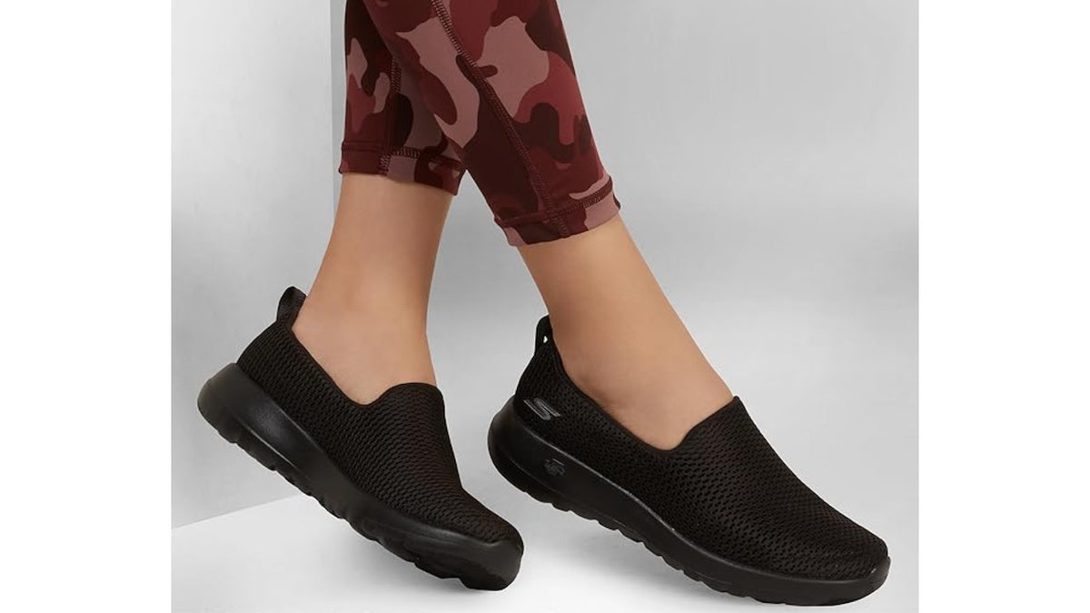 Easily slip in and out of these Skechers.