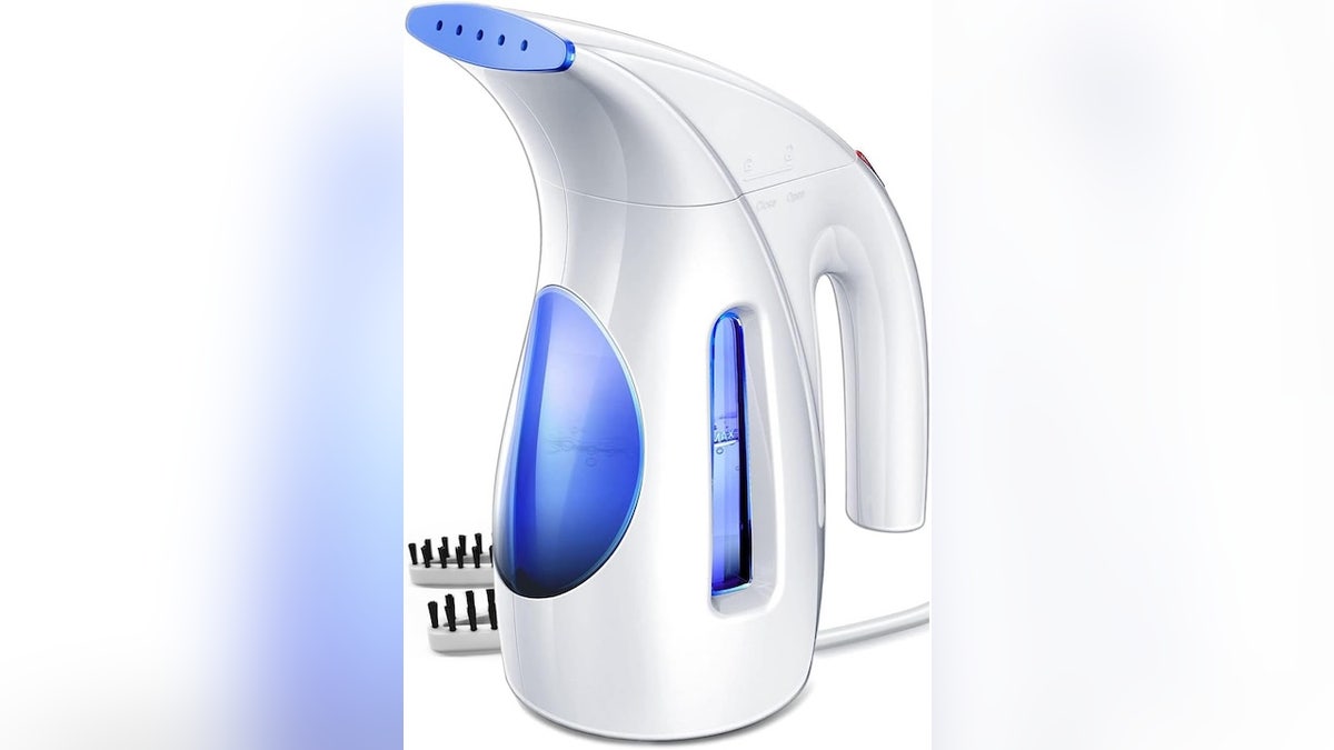 A 700W steamer that smooths wrinkles in seconds.