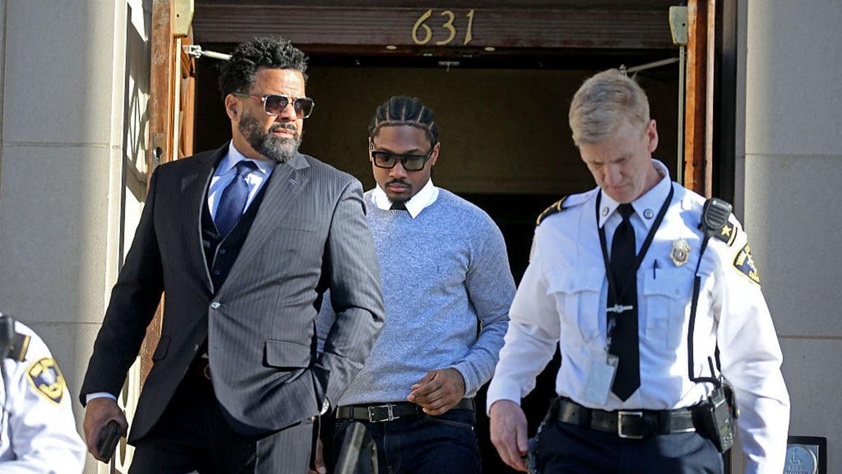 Stefon Diggs exiting courthouse