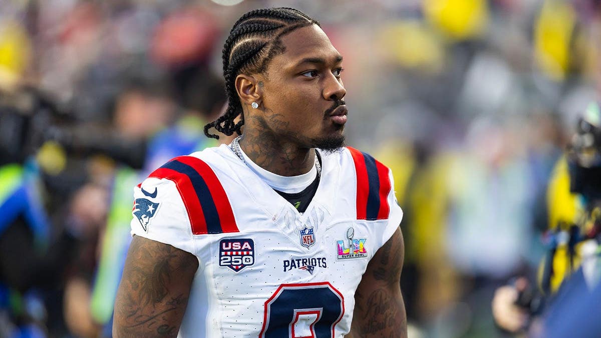 New England Patriots wide receiver Stefon Diggs running with football at Levi's Stadium